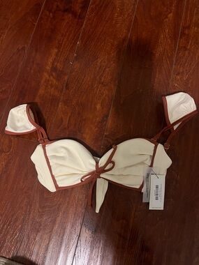 NWT Montce Oat Terracota Binded Cabana Bows Bikini Top Size Small